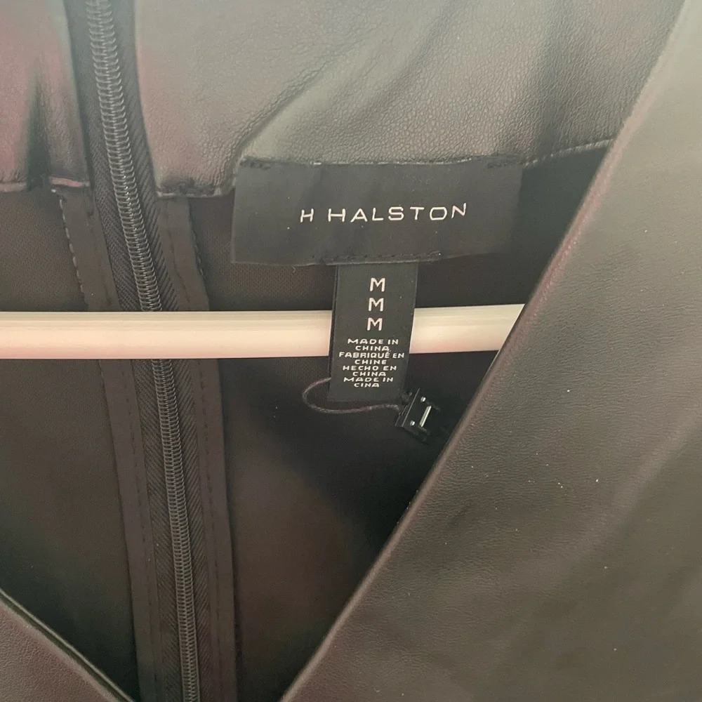 Halston black faux leather dress mixed media. brand new without tags. - Picture 2 of 9